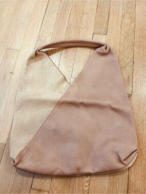 Shiraleah Two-Tone Beige and Light Brown Shoulder Bag